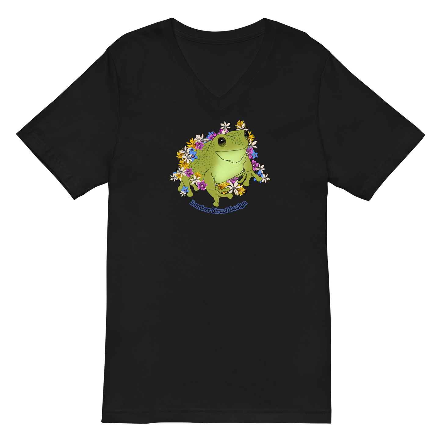 Flower Frog Short Sleeve V-Neck T-Shirt