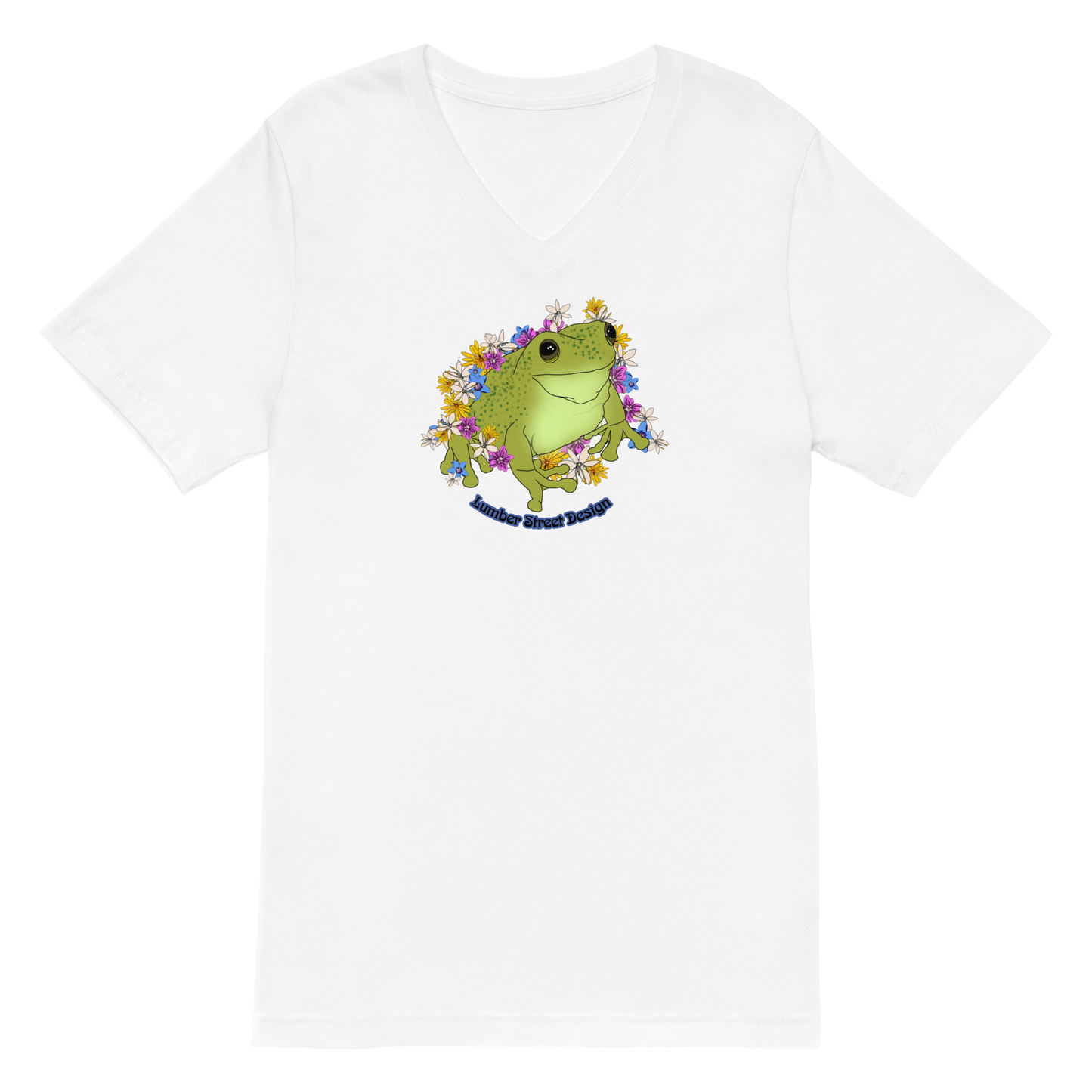 Flower Frog Short Sleeve V-Neck T-Shirt